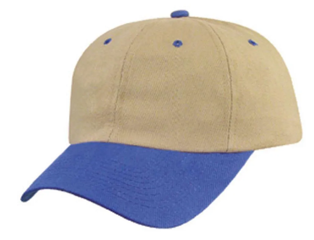 Heavy Brushed Cotton Low Crown 6 Panel Baseball Hats Caps Solid Two Tone