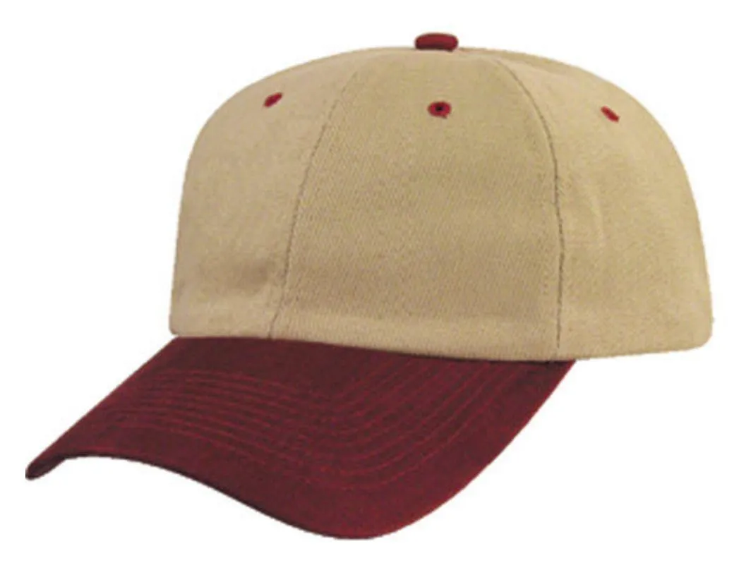 Heavy Brushed Cotton Low Crown 6 Panel Baseball Hats Caps Solid Two Tone