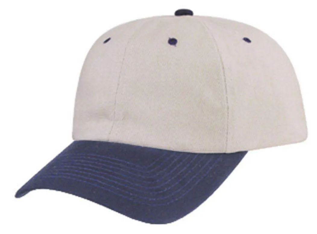 Heavy Brushed Cotton Low Crown 6 Panel Baseball Hats Caps Solid Two Tone