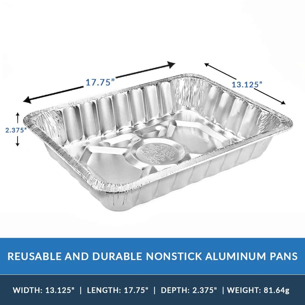 Heavy Duty Aluminum Foil Large Rectangular Rack Roaster 17.75" L X 13.125" W X 2.375" D [100 Count]