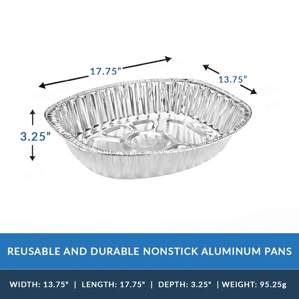 Heavy Duty Aluminum Foil Oval Roaster 17 3/4” L x 13 3/4” W x 3 1/4" D [100 Count]