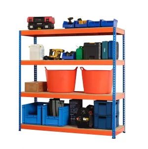 Heavy Duty Industrial Shelving Unit 4 Levels - 1800mm H x 1800mm W x 450mm D - 400KG's UDL Per Shelf