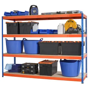 Heavy Duty Industrial Shelving Unit 4 Levels - 1800mm H x 2000mm W x 450mm D - 400KG's UDL Per Shelf