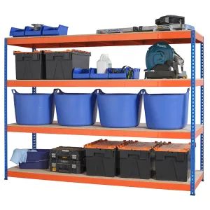 Heavy Duty Industrial Shelving Unit 4 Levels - 1800mm H x 2000mm W x 600mm D - 400KG's UDL Per Shelf