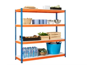 Heavy Duty Industrial Shelving Unit 4 Melamine Shelves - 1800mm H x 1800mm W x 450mm D - 400KG's UDL Per Shelf