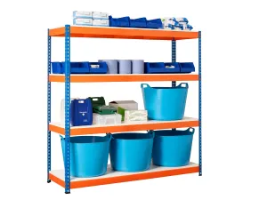 Heavy Duty Industrial Shelving Unit 4 Melamine Shelves - 1800mm H x 2400mm W x 600mm D - 400KG's UDL Per Shelf