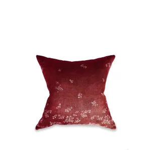 Heavy Linen Falling Flower Cushion in Full Field Claret Red, 50cm x 50cm