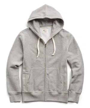 Heavyweight Full Zip Hoodie in Light Grey Mix