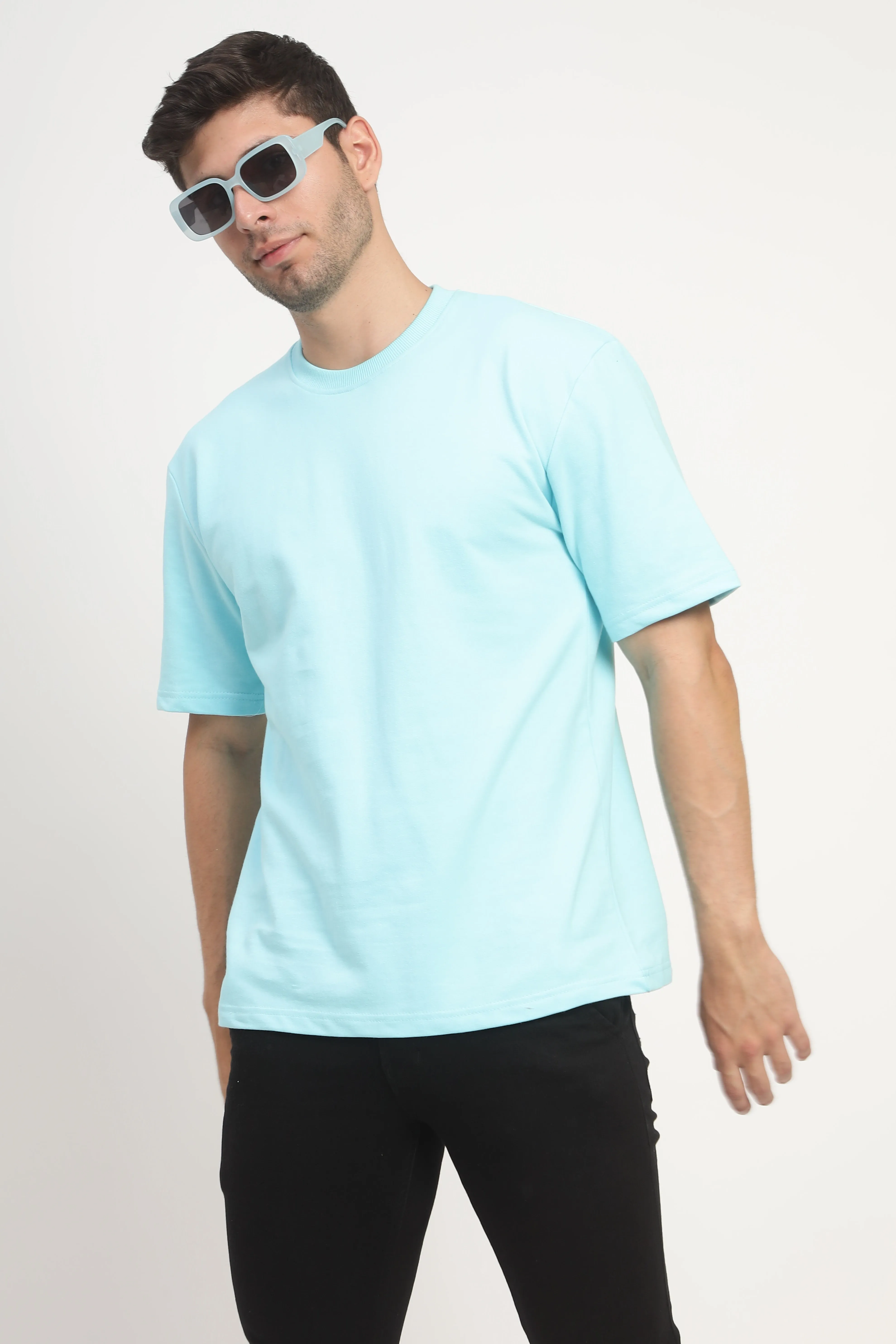 Heavyweight Oversize Solid T-Shirt Ocean Blue