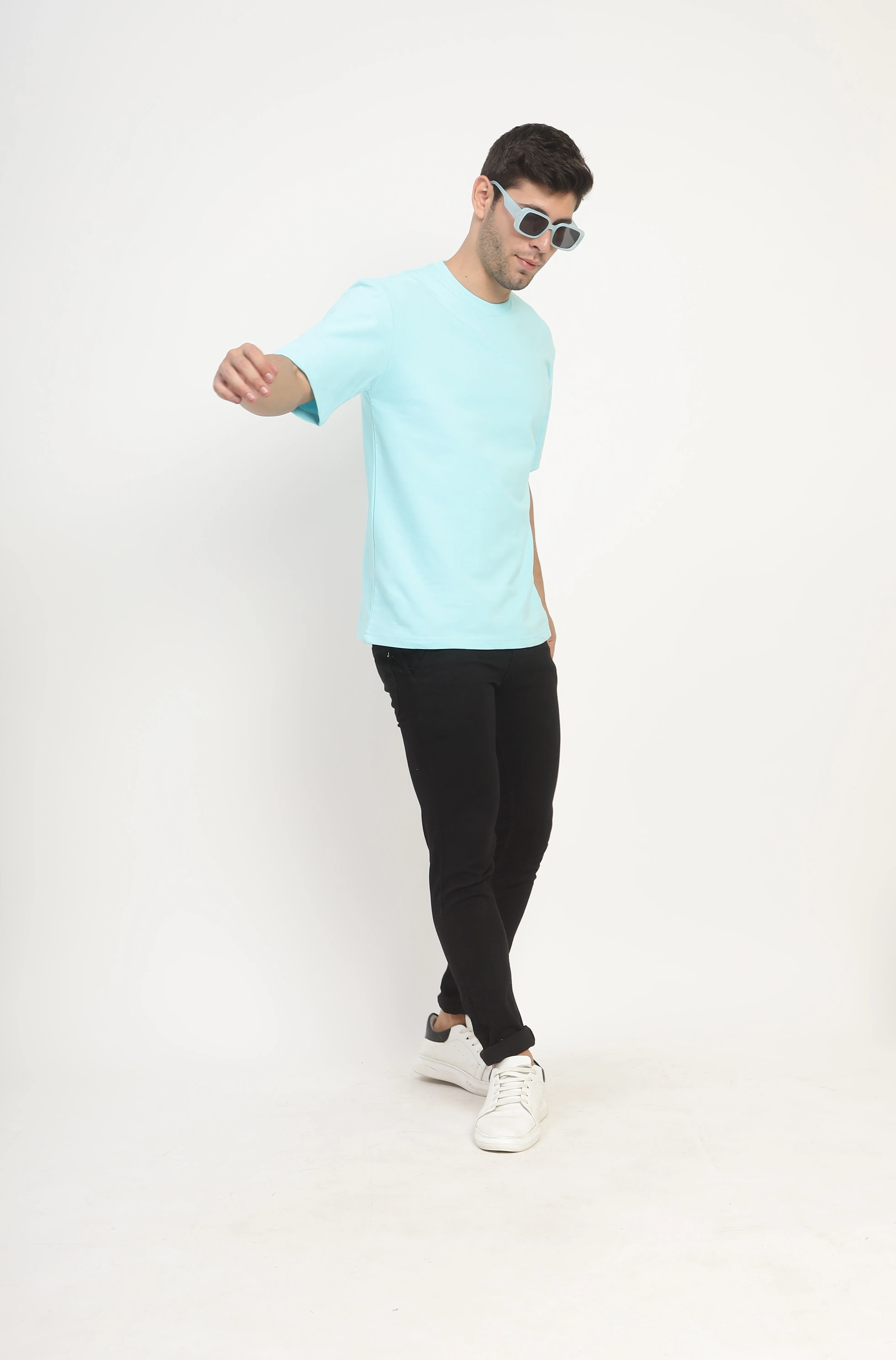 Heavyweight Oversize Solid T-Shirt Ocean Blue