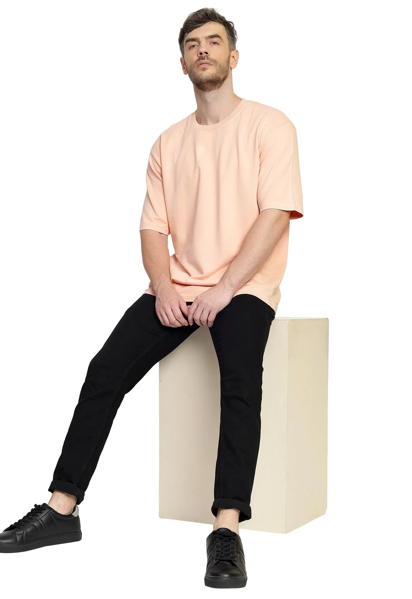 Heavyweight Oversize Stone Washed T-Shirt Pastel Peach