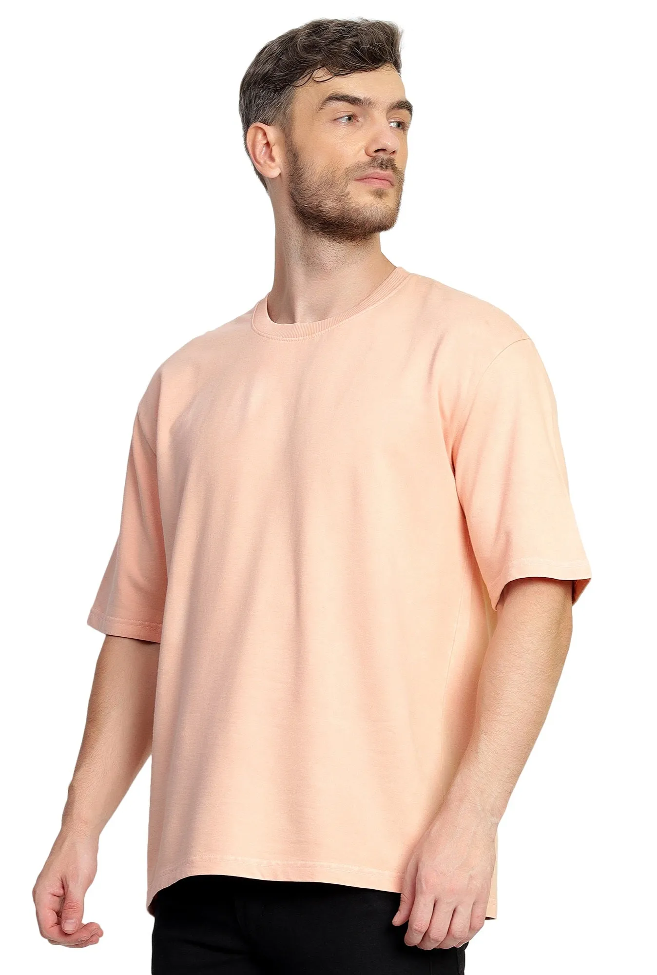 Heavyweight Oversize Stone Washed T-Shirt Pastel Peach