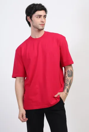 Heavyweight Oversized Solid T-Shirts Fuchsia Pink