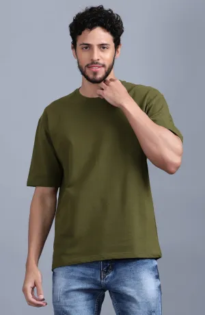 Heavyweight Oversized Solid T-Shirts Olive