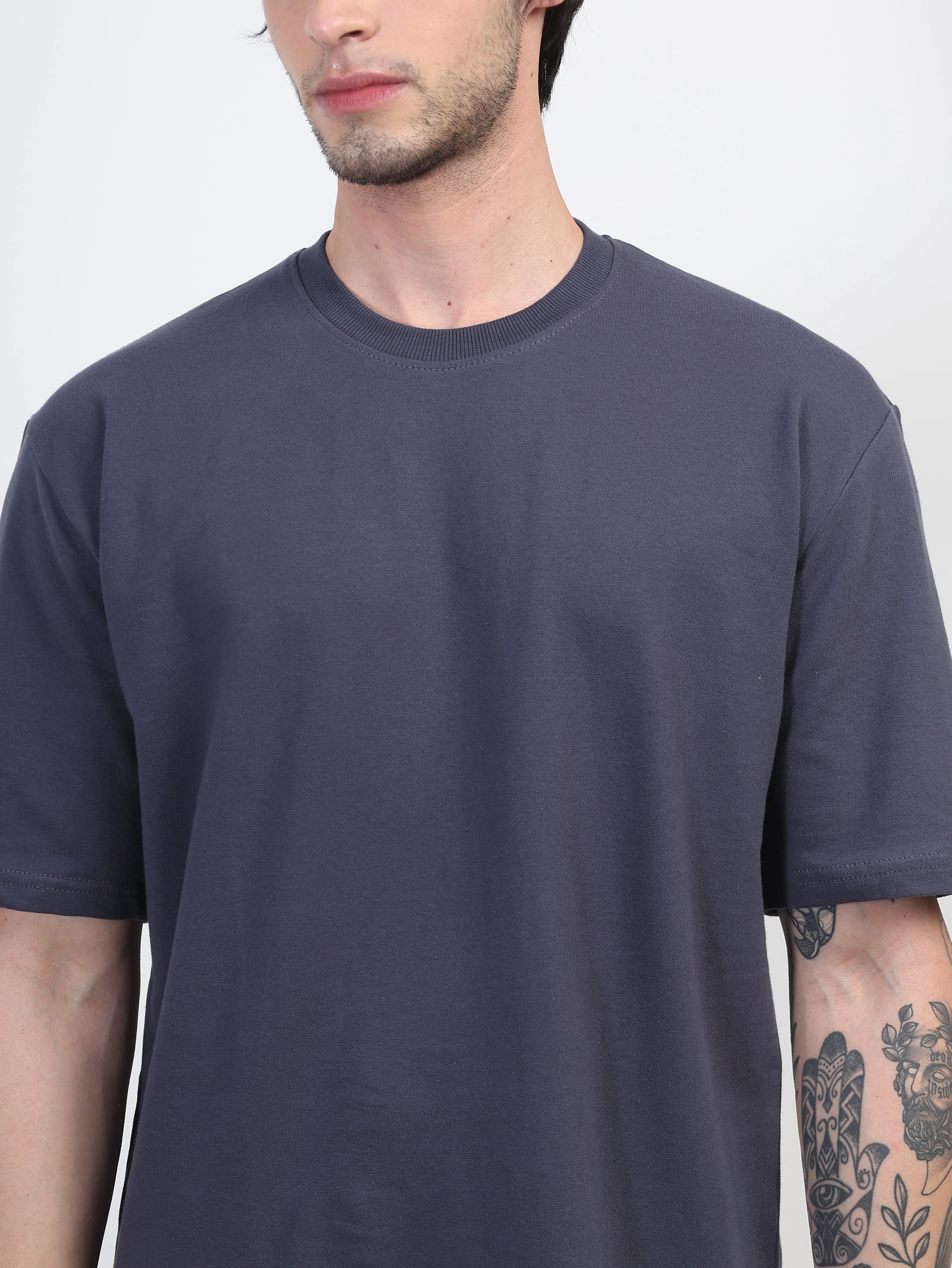 Heavyweight Oversized Solid T-Shirts Steel grey