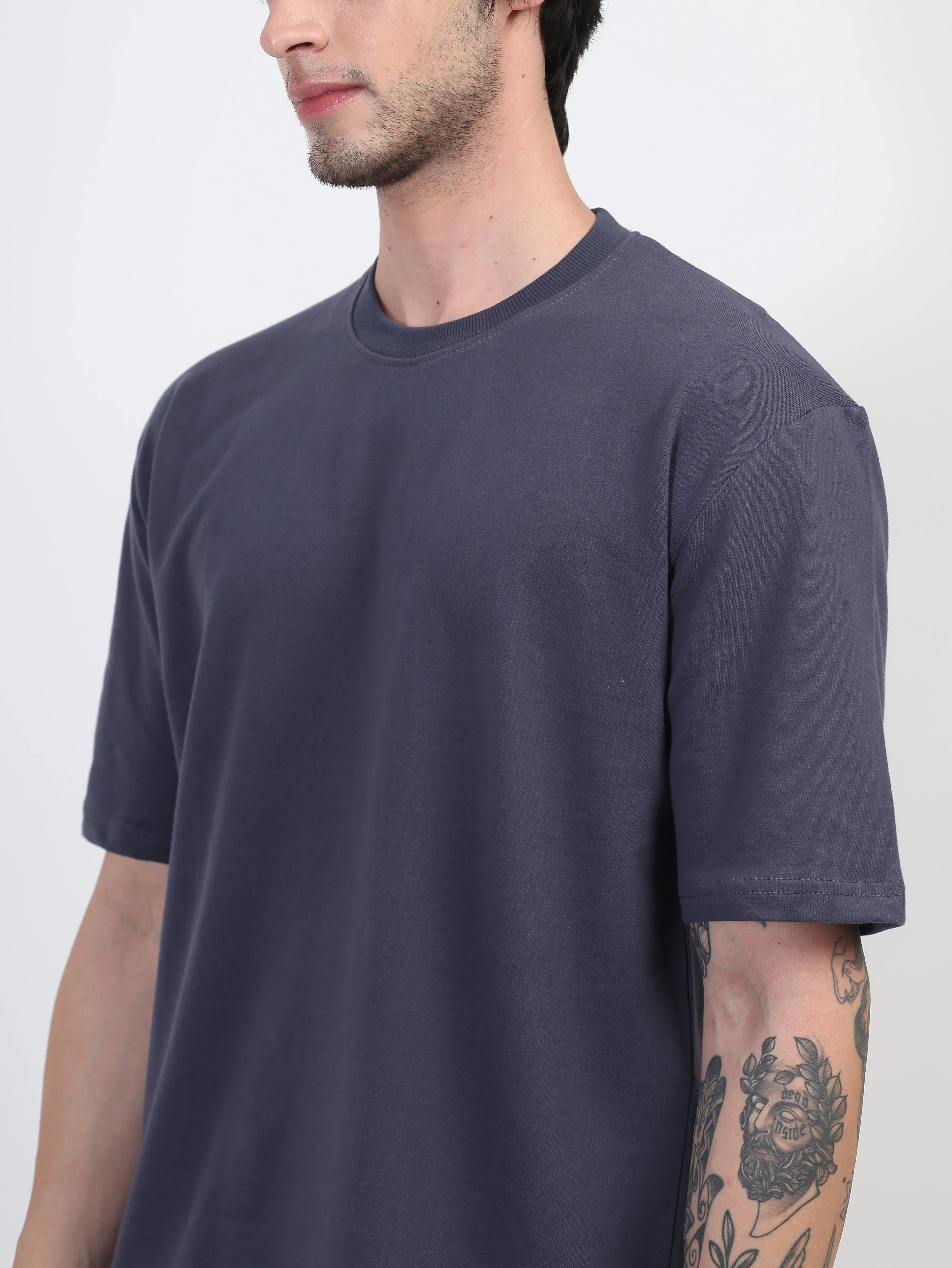 Heavyweight Oversized Solid T-Shirts Steel grey