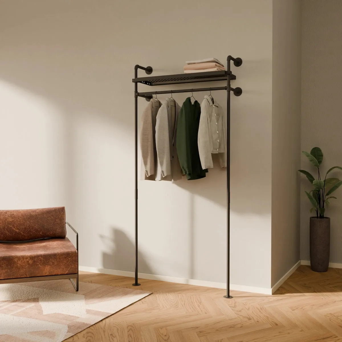 HEDDA METAL – Shelf with clothing rack | clothes rack shelf