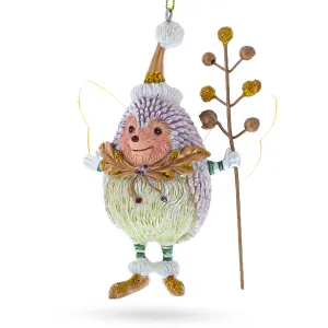 Hedgehog Fairy Blown Glass Christmas Ornament