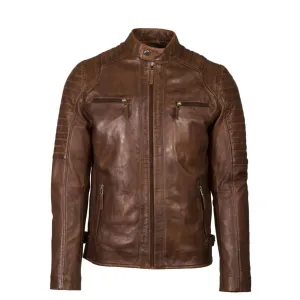 Helium Supersoft Nappa Leather Biker Jacket Paolo 5081 Tan