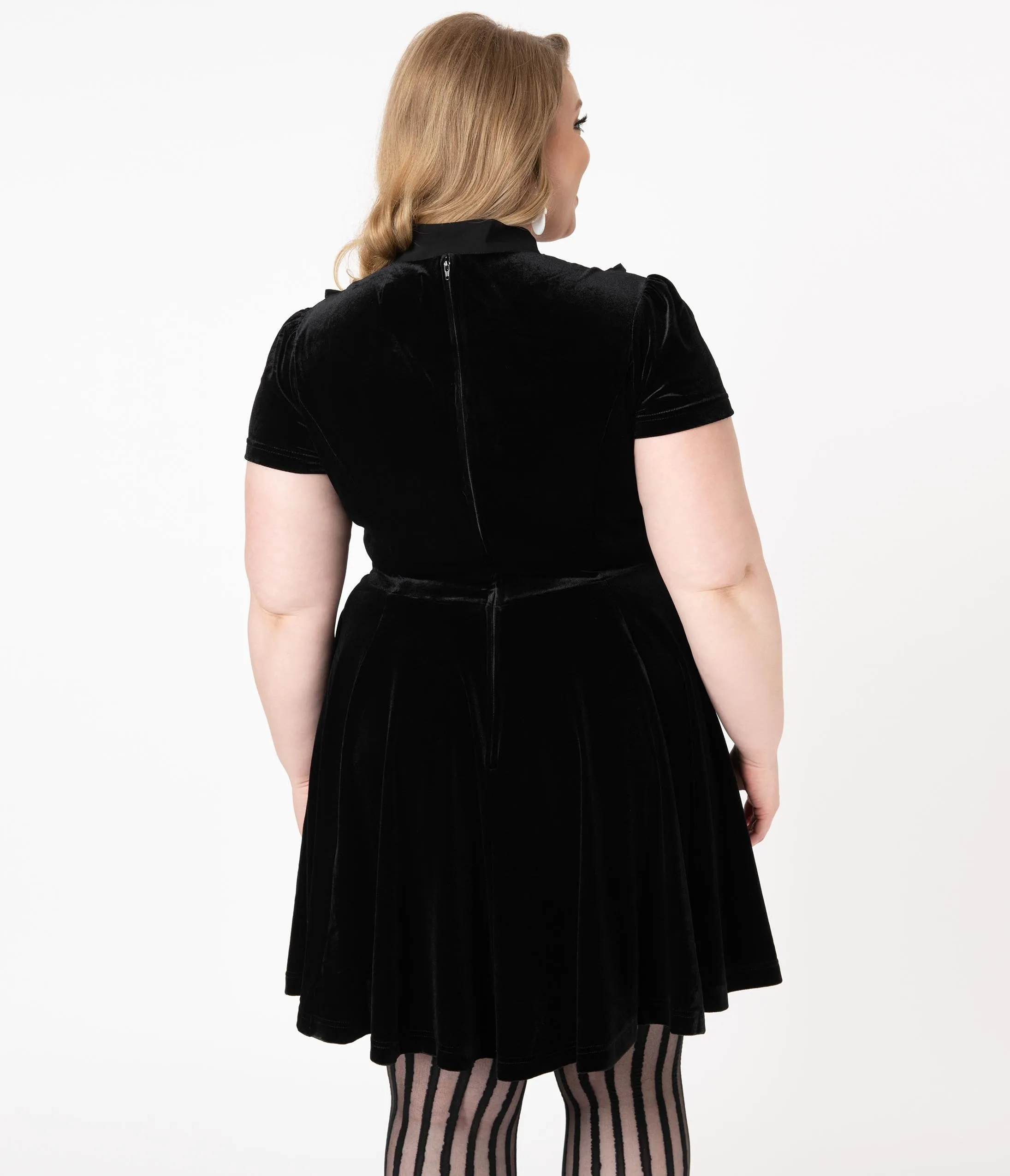 Hell Bunny Plus Size Black Velvet Nova Fit & Flare Dress