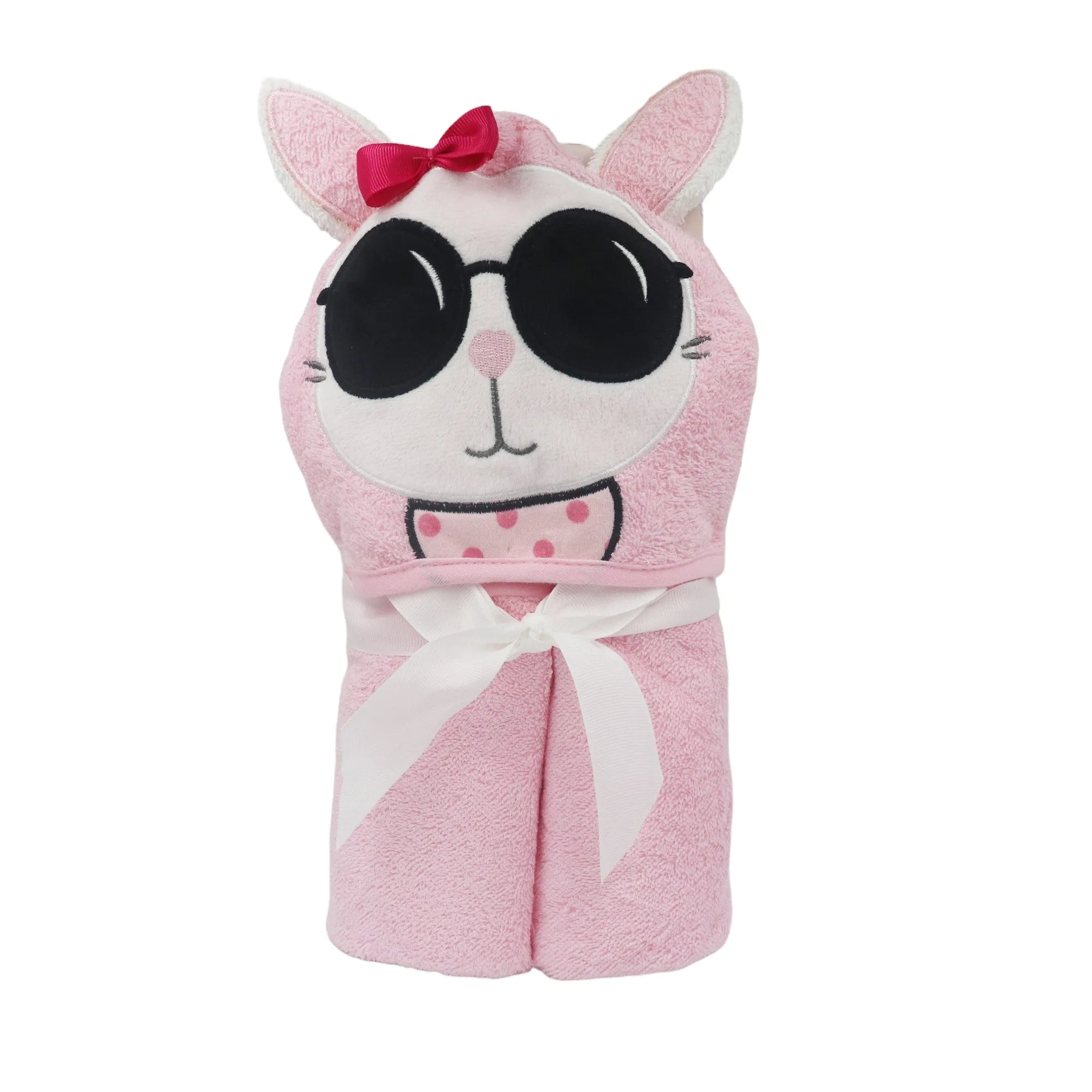 Hello Kitty Cotton Hooded Baby Bath Towel with Baby Loofah