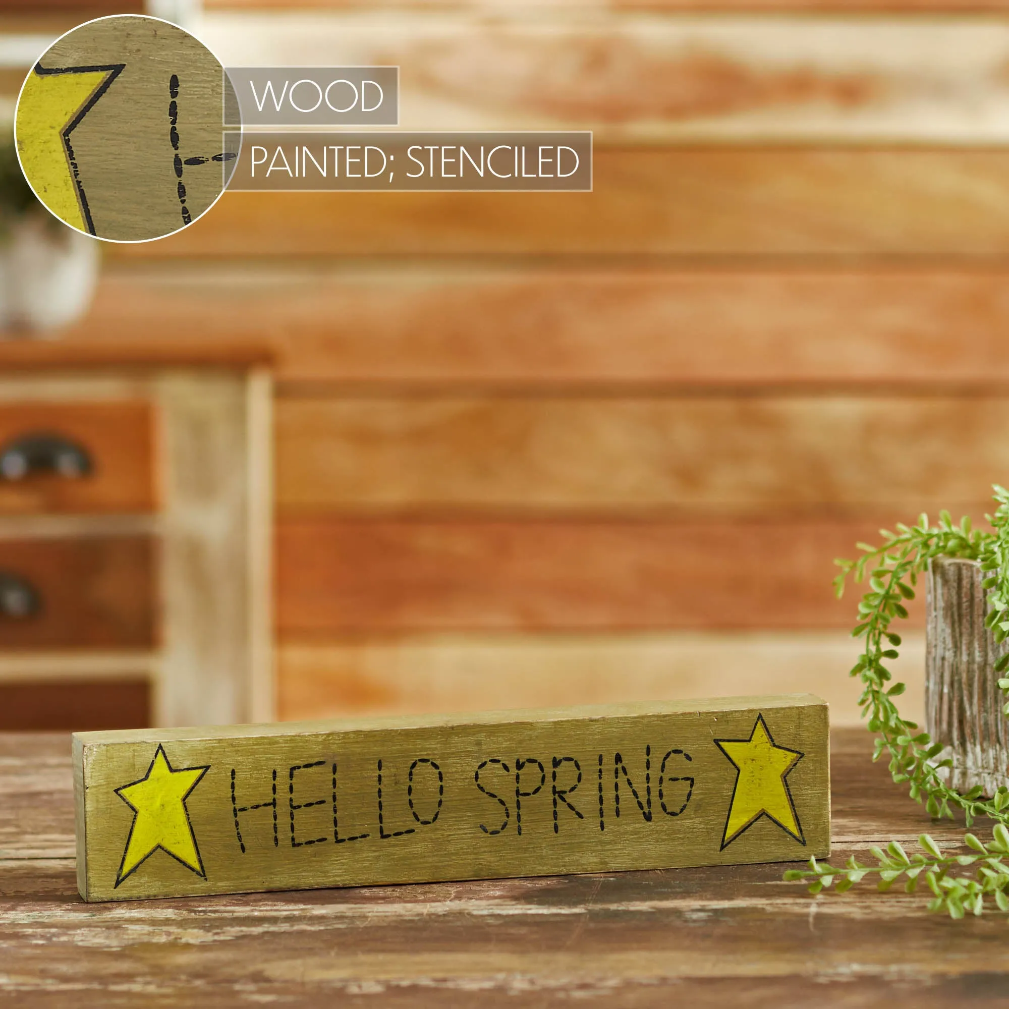 Hello Spring Wooden Sign 3x14