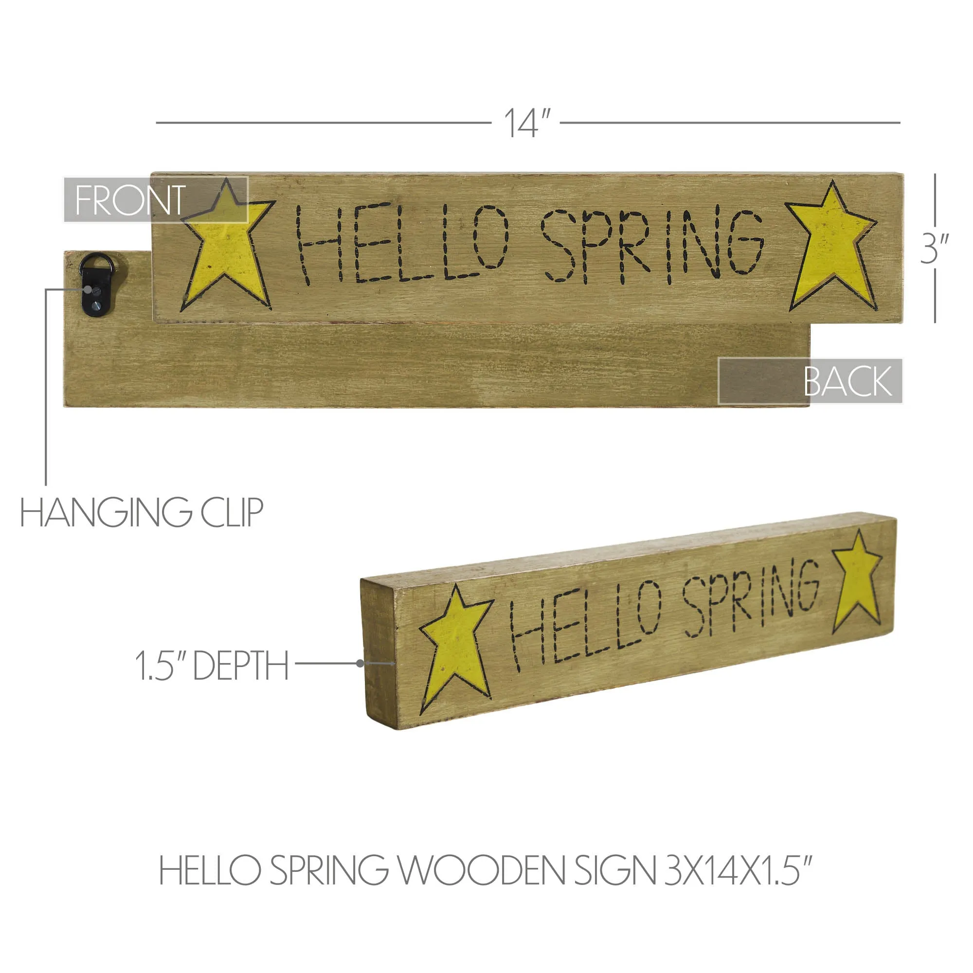 Hello Spring Wooden Sign 3x14