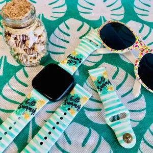 Hello Summer Print Silicone Band For Fitbit Versa 1/2