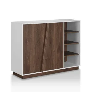 Helvend Modern White and Brown 8-shelf Shoe Cabinet (12-pairs)