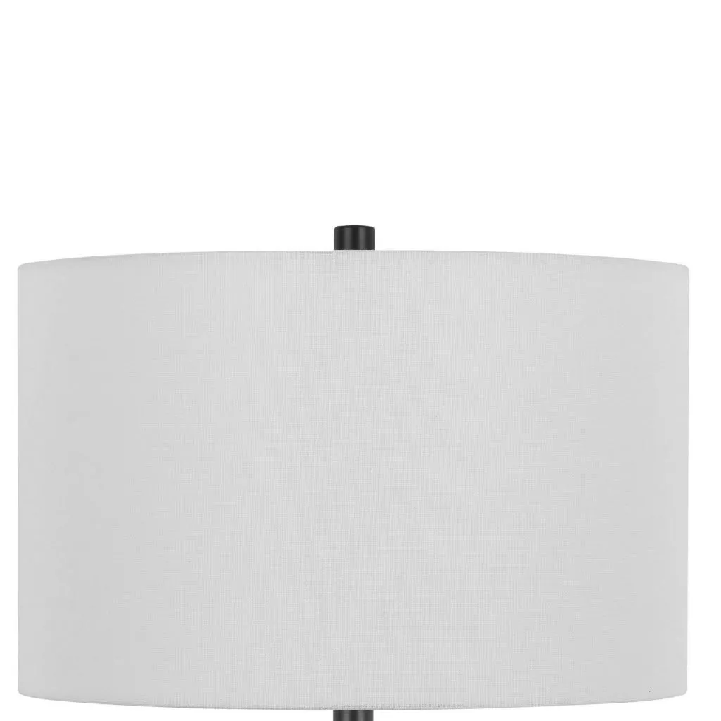 Hem 31 Inch Table Lamp with Drum Hardback, LED, Leafy Glass, Gray Metal By Casagear Home