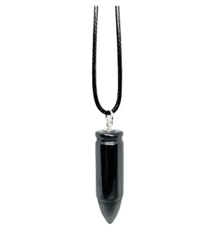 Hematite Crystal Bullet Shaped Pendant Necklace