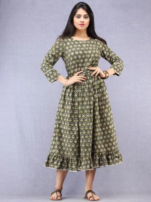 Hena - Hand Block Printed Short Cotton Dress  - D392F1738