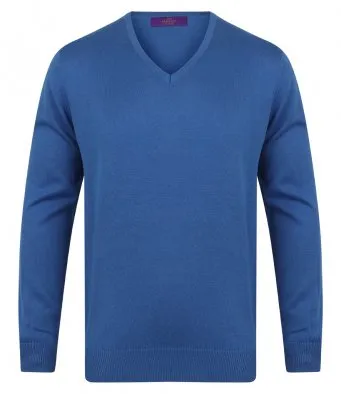 Henbury Lightweight Cotton Acrylic V Neck Sweater