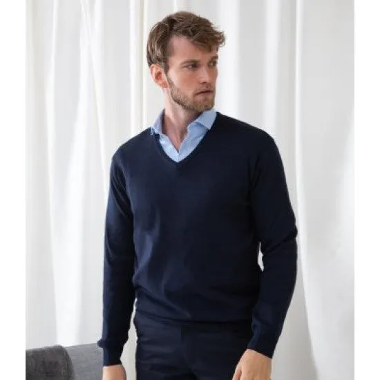 Henbury Lightweight Cotton Acrylic V Neck Sweater