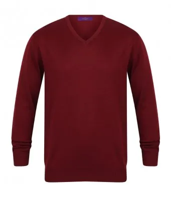 Henbury Lightweight Cotton Acrylic V Neck Sweater