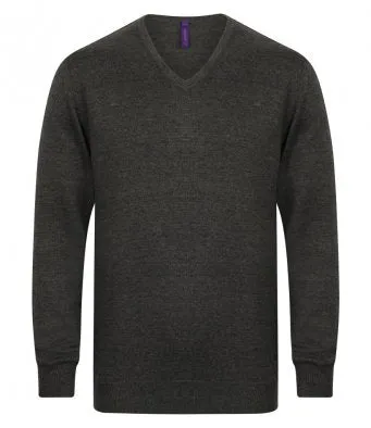 Henbury Lightweight Cotton Acrylic V Neck Sweater