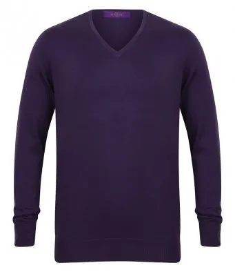 Henbury Lightweight Cotton Acrylic V Neck Sweater