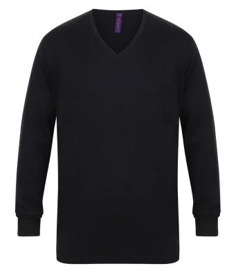 Henbury Lightweight Cotton Acrylic V Neck Sweater