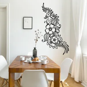 Henna Tattoo Wall Vinyl Sticker - Floral Flower Mandala Art Paisley Mehndi Indian Decal