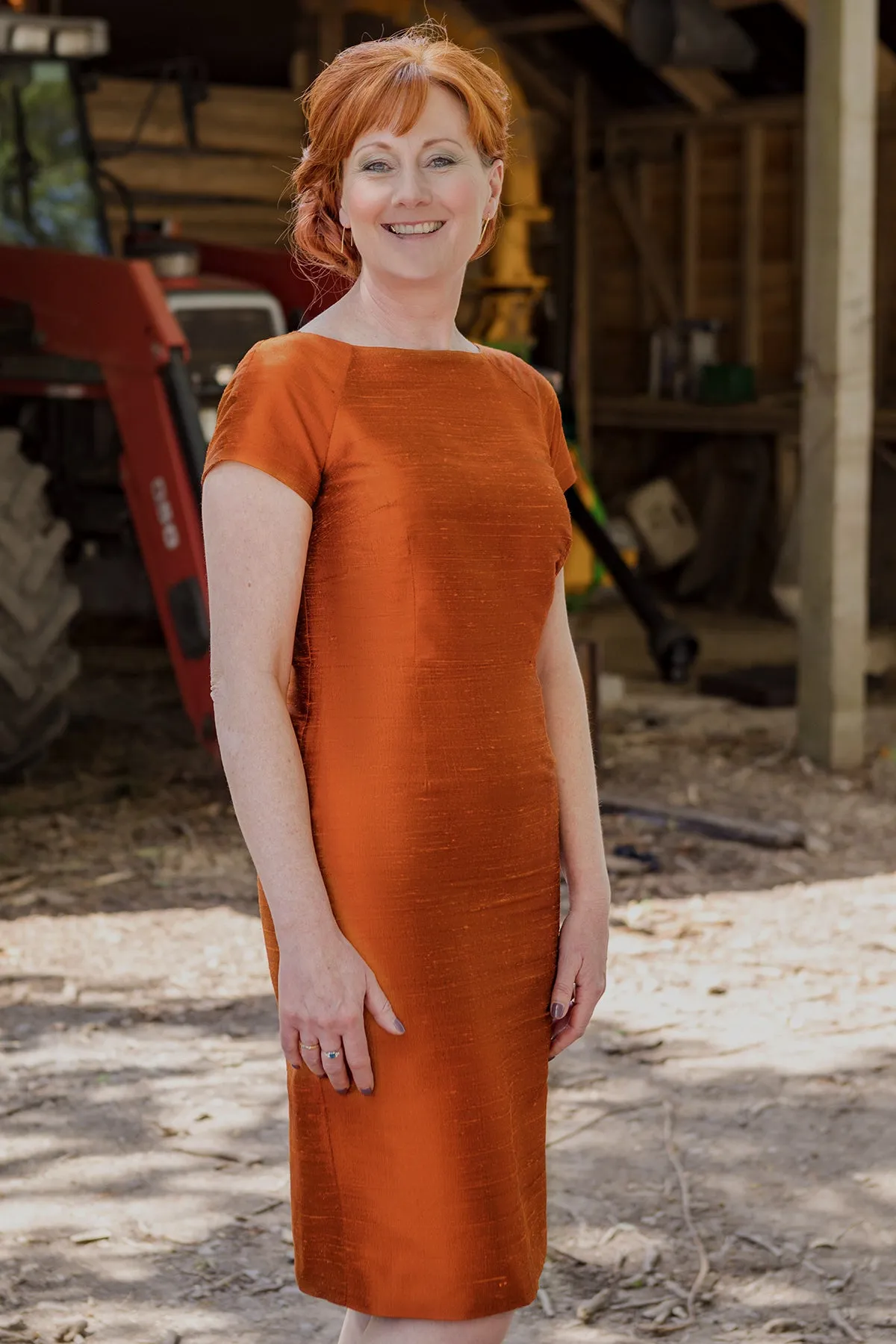 Hepburn Dress in Burnt Orange