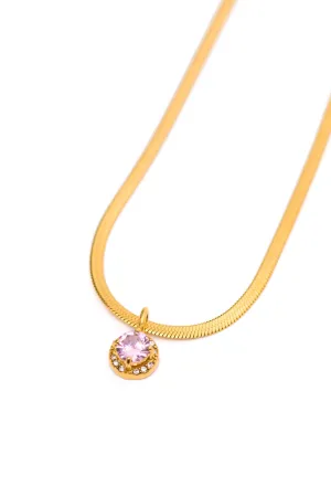 Here to Shine Gold Plated Necklace in Pink - 10/8