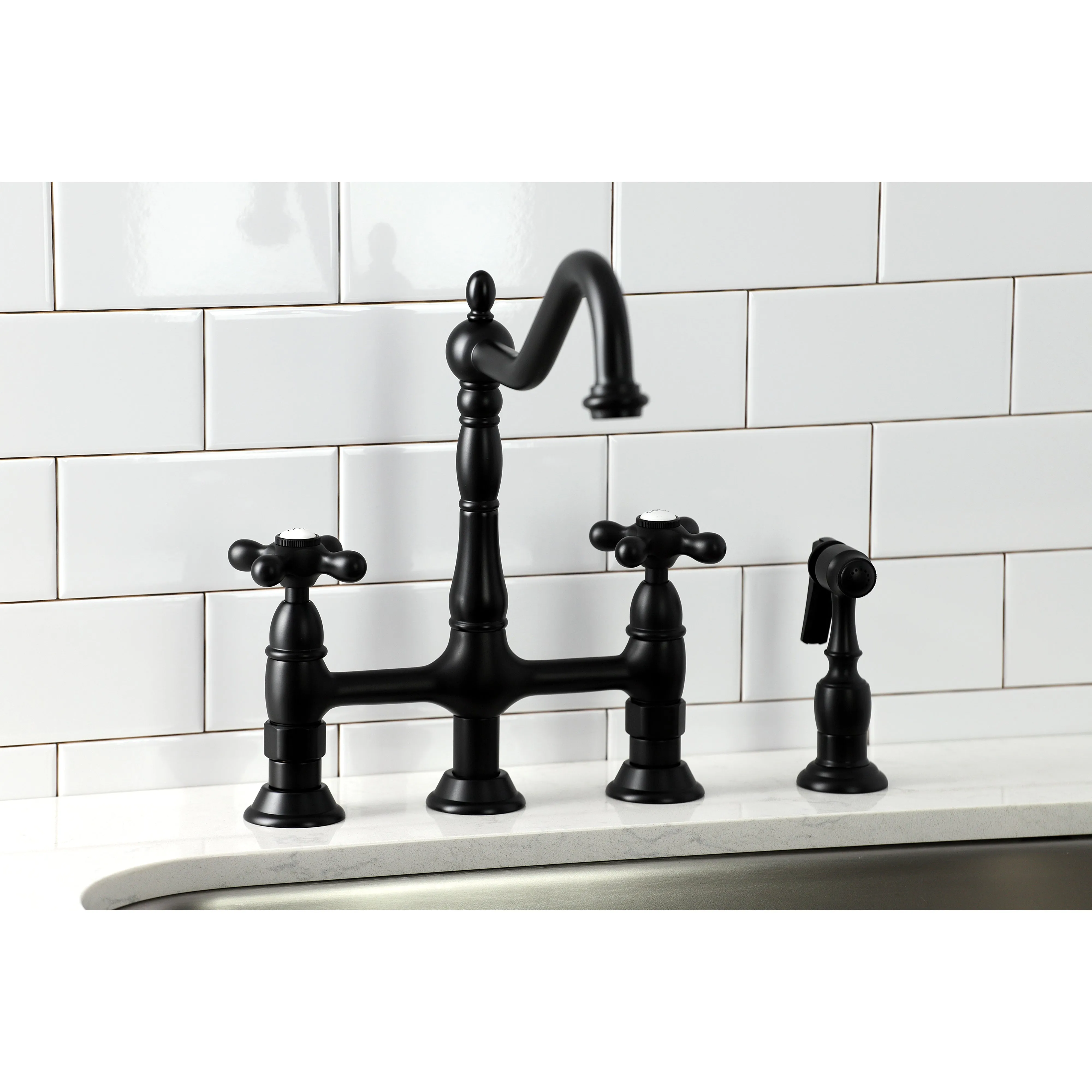 Heritage 8" Center Kitchen Bridge Faucet, 8.9" In Spout Reach