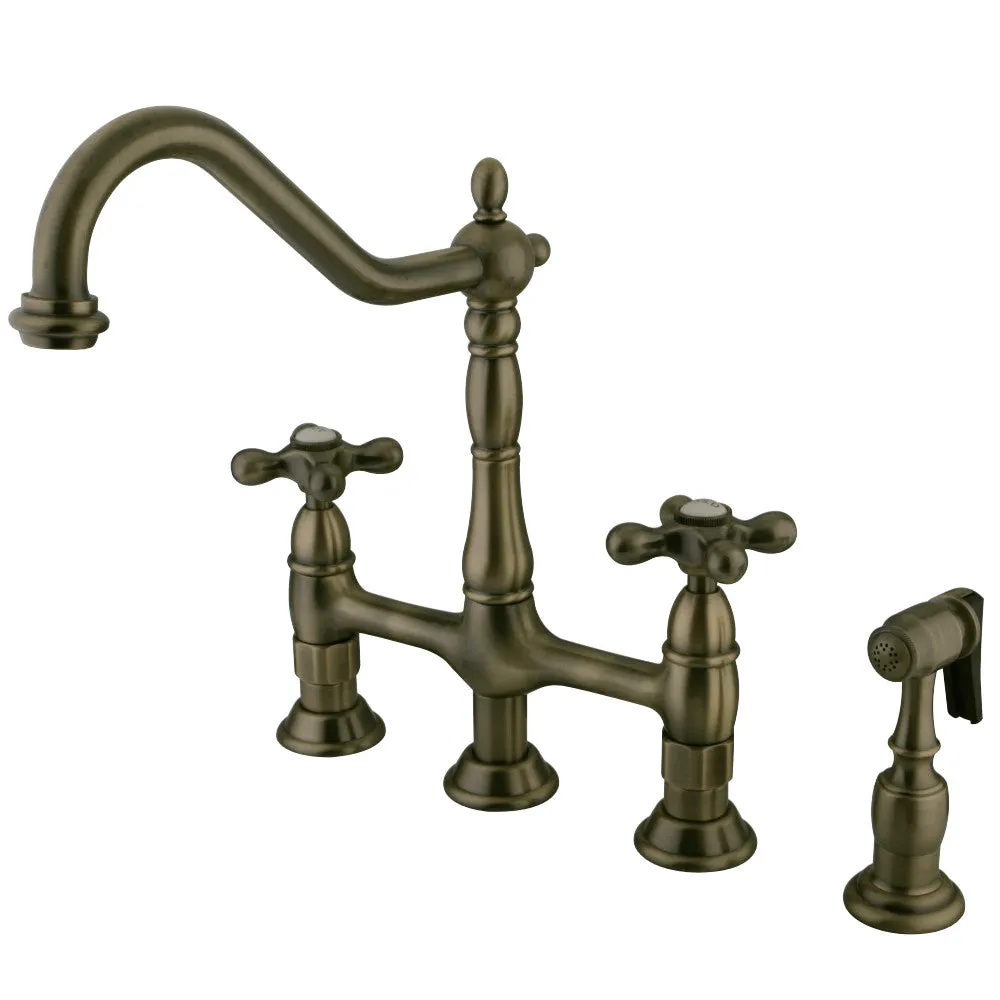 Heritage 8" Center Kitchen Bridge Faucet, 8.9" In Spout Reach