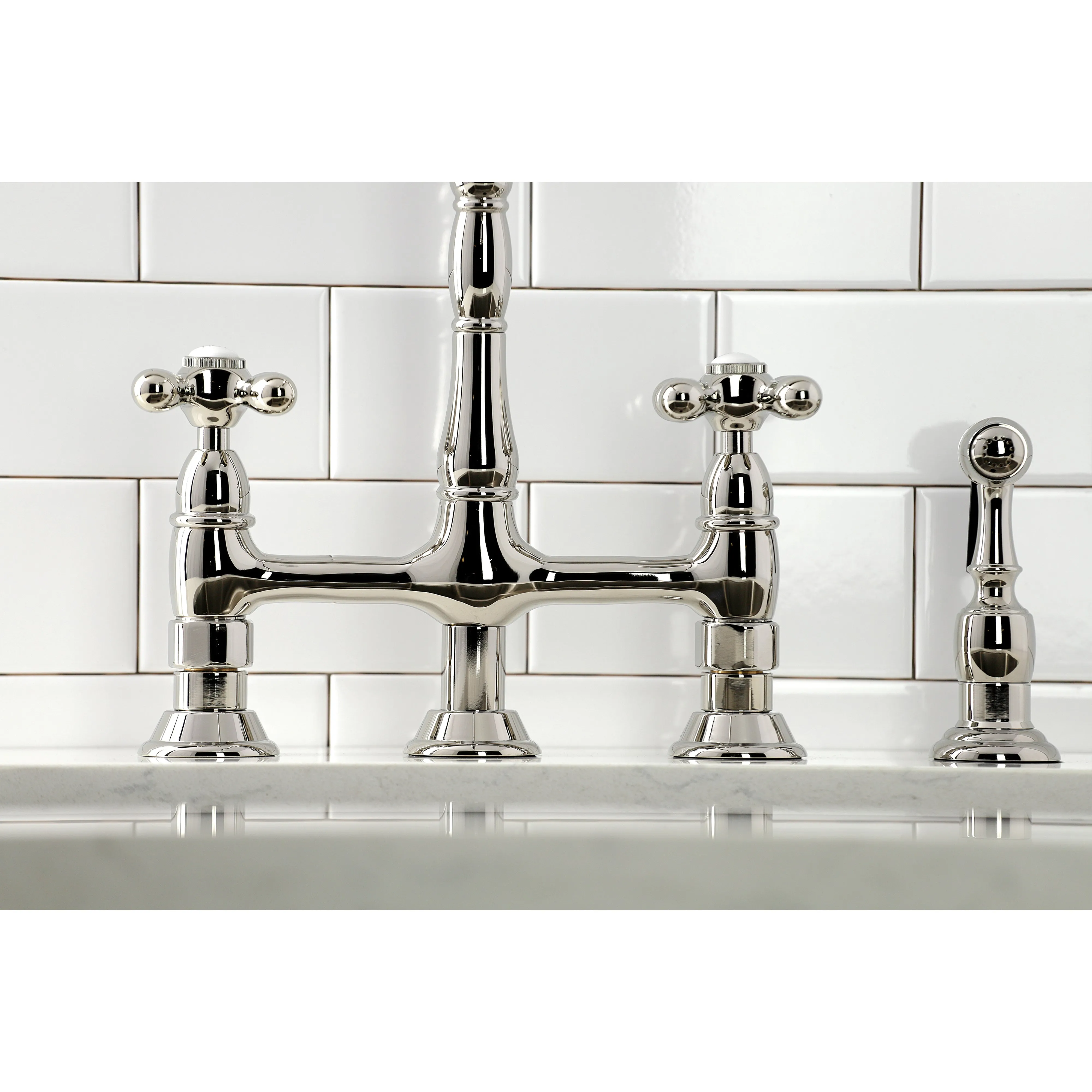 Heritage 8" Center Kitchen Bridge Faucet, 8.9" In Spout Reach