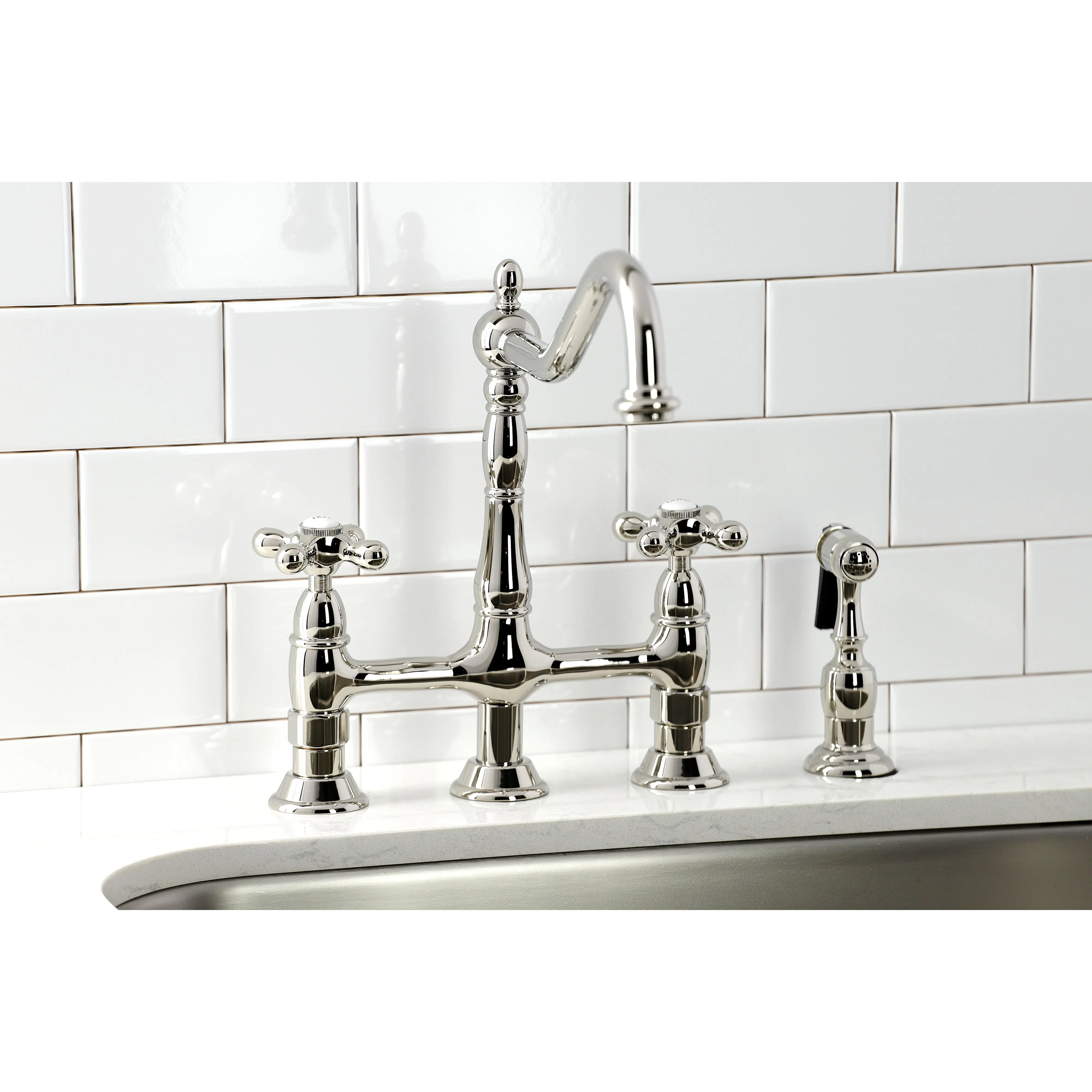 Heritage 8" Center Kitchen Bridge Faucet, 8.9" In Spout Reach