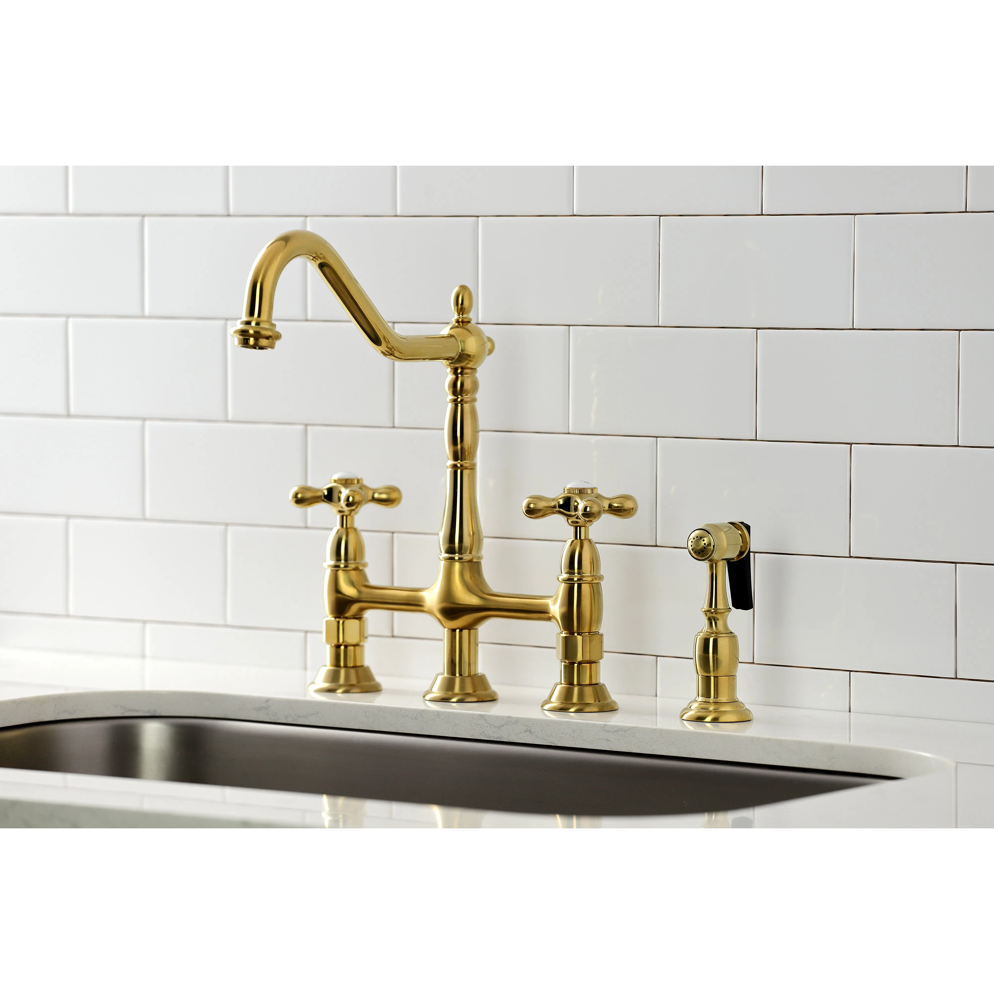 Heritage 8" Center Kitchen Bridge Faucet, 8.9" In Spout Reach