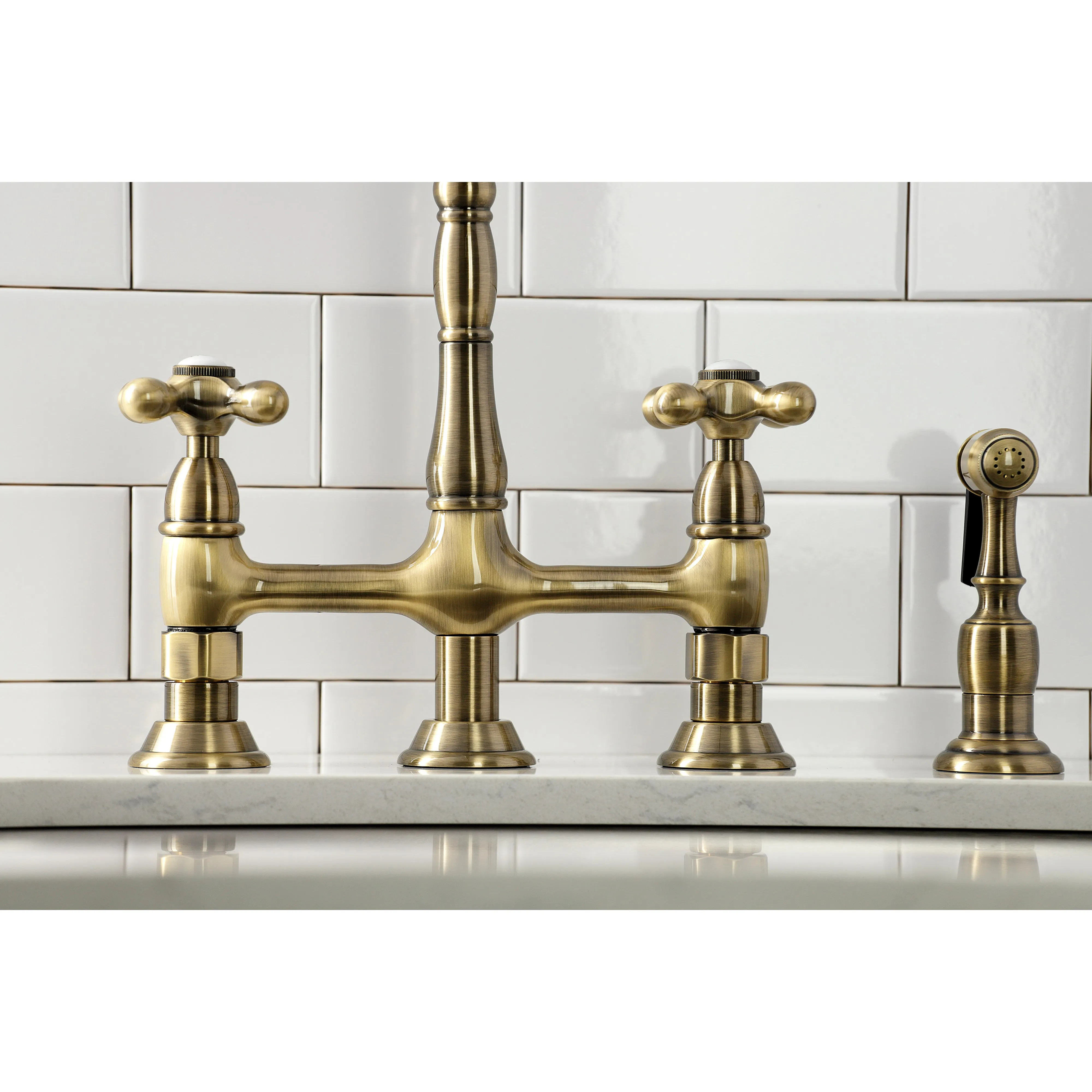 Heritage 8" Center Kitchen Bridge Faucet, 8.9" In Spout Reach