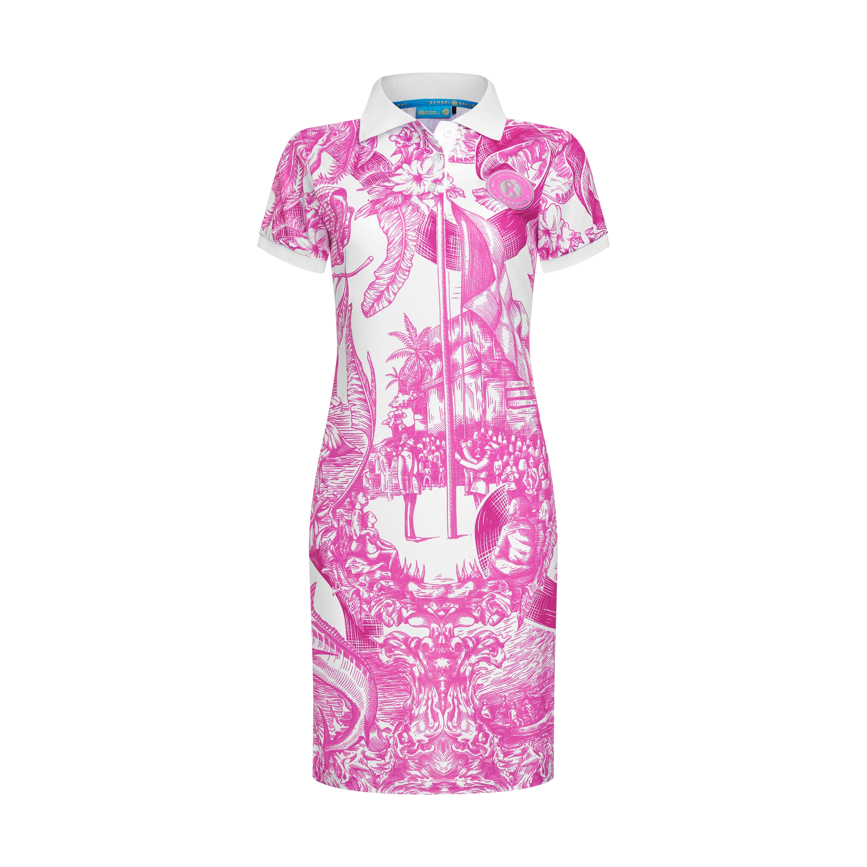 HERITAGE BREAST CANCER AWARENESS POLO DRESS-WHITE