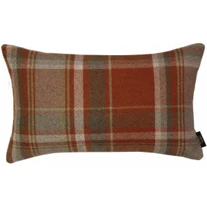 Heritage Burnt Orange   Grey Tartan Pillow