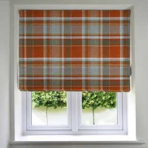 Heritage Burnt Orange   Grey Tartan Roman Blind